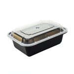 Pactiv NC838B Black Base Oblong Container with Clear Dome Lid - 24 oz-0