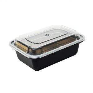 Pactiv NC838B Black Base Oblong Container with Clear Dome Lid - 24 oz-0