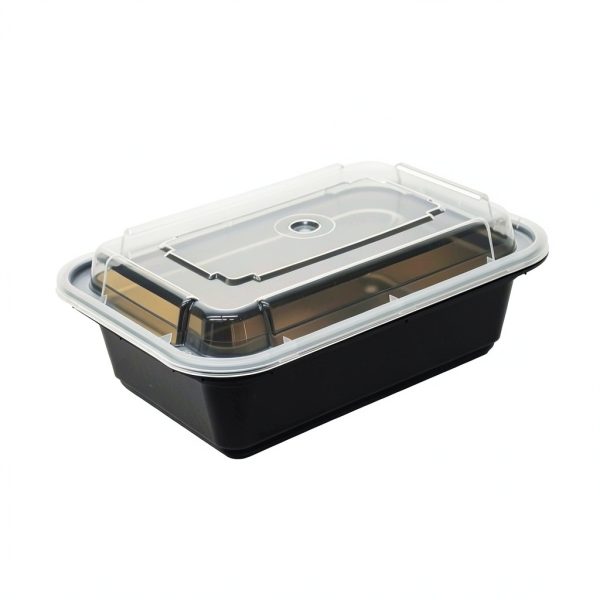 Pactiv NC838B Black Base Oblong Container with Clear Dome Lid - 24 oz-0