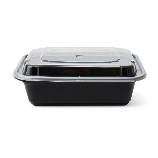 Pactiv NC838B Black Base Oblong Container with Clear Dome Lid - 24 oz-5