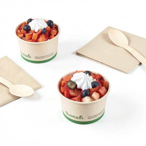 Restaurantware Sustain 5oz Soup Containers Kraft Cups PLA Lined-5