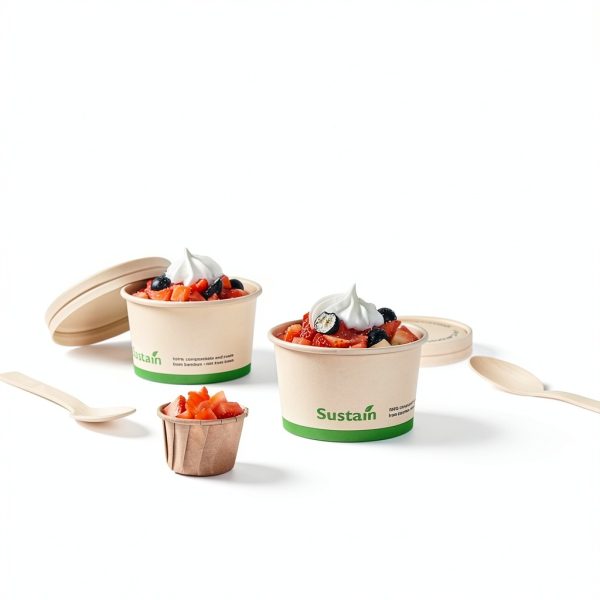 Restaurantware Sustain 5oz Soup Containers Kraft Cups PLA Lined-3