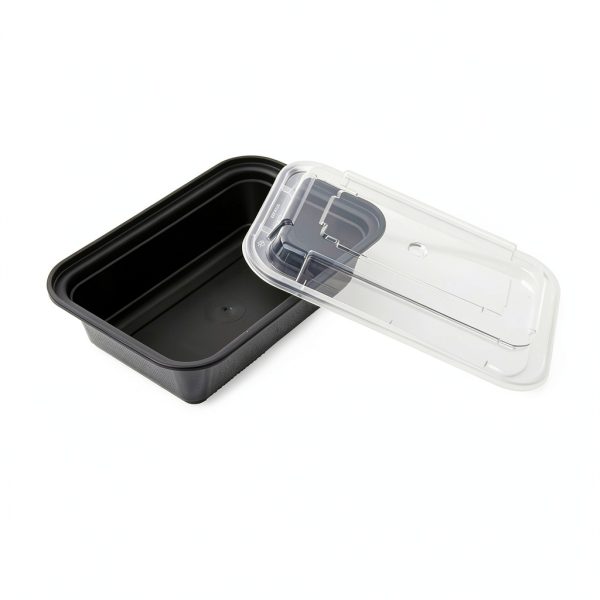 Pactiv NC838B Black Base Oblong Container with Clear Dome Lid - 24 oz-1