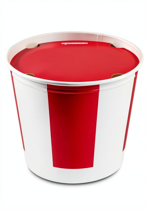 Chicken Buckets Restaurantware 150oz Paper with Vented Red/White Lids-1