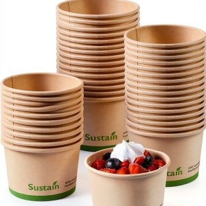 Restaurantware Sustain 5oz Soup Containers Kraft Cups PLA Lined-0