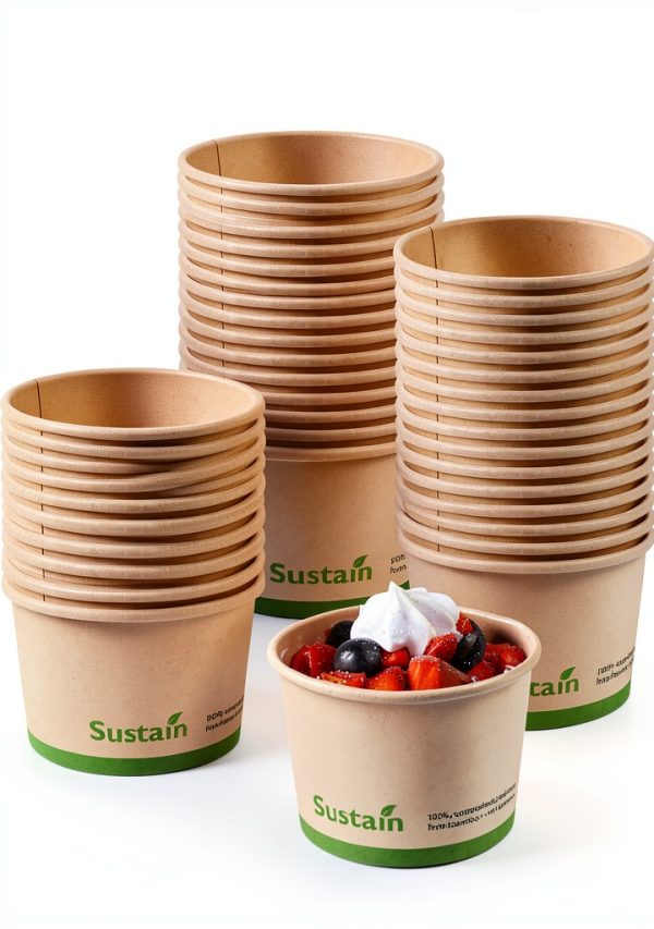 Restaurantware Sustain 5oz Soup Containers Kraft Cups PLA Lined-0