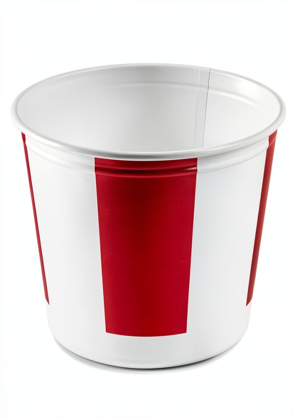Chicken Buckets Restaurantware 150oz Paper with Vented Red/White Lids-13