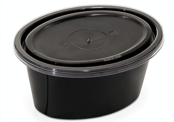 Pactiv YE502B Ellipso 2 oz Portion Cups with Lids Oval Black Clear-1