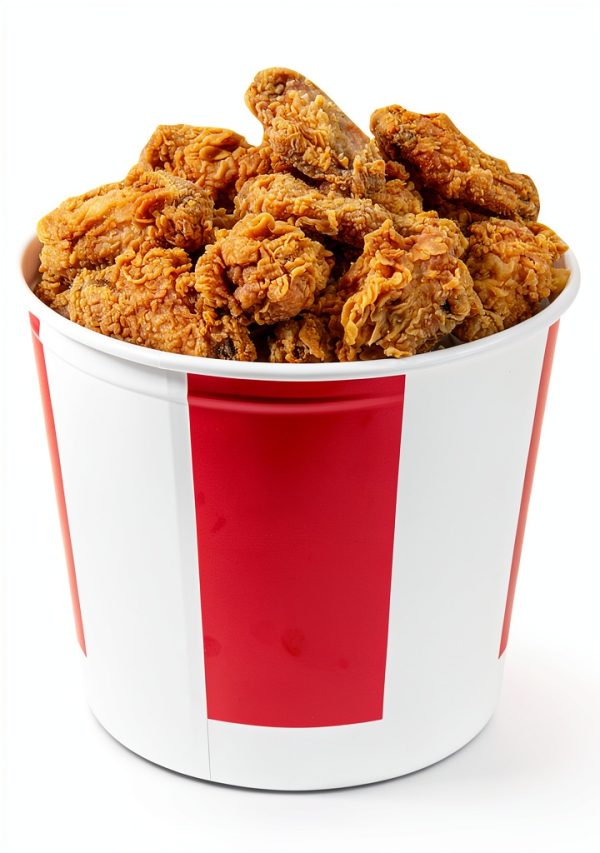 Chicken Buckets Restaurantware 150oz Paper with Vented Red/White Lids-9