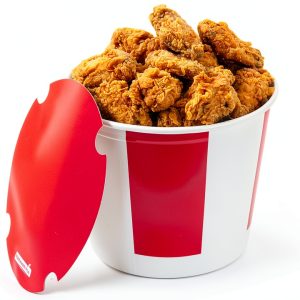 Chicken Buckets Restaurantware 150oz Paper with Vented Red/White Lids-0