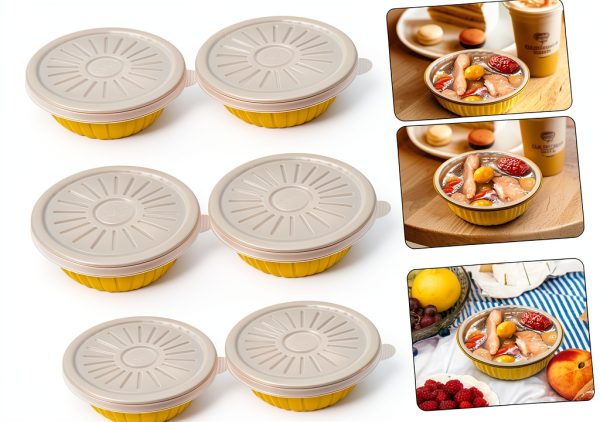 Kichvoe 20pcs Aluminum Foil Bowls Covers Round Disposable Food Containers for Bbq Picnic and Takeaway for Indoor and Outdoor Use-5