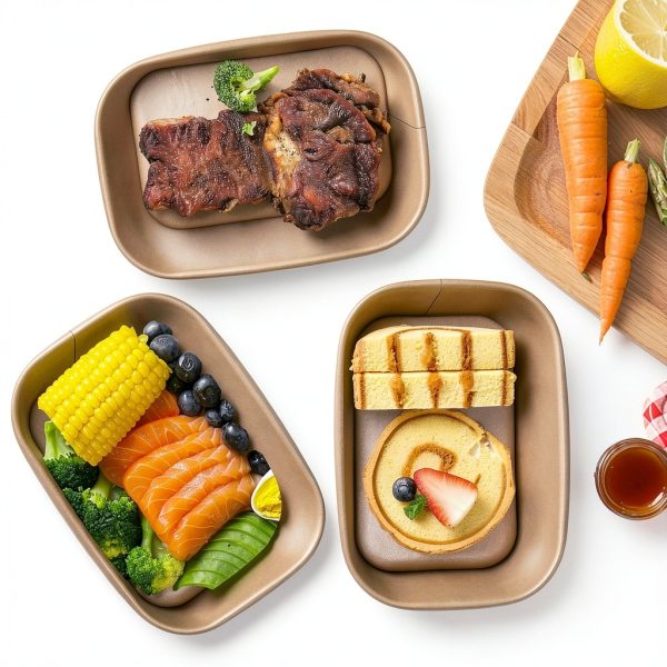 Kraft Paper Take Out Containers 50 Pack FISDEN 17oz Lids-6