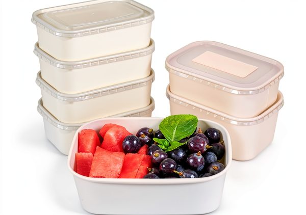 Disposable Salad Bowls 25oz White Kraft with Lids 50 Pack FISDEN-4